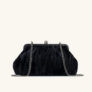 NWT Patricia Nash Elaine Velvet Frame Clutch Crossbody Black with Dust Bag